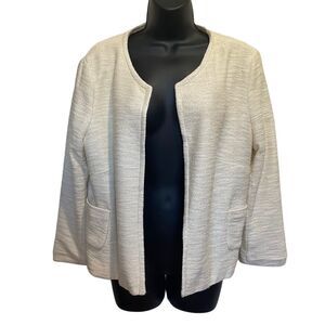 MNG Mango Alessia Jacket Lined Open Front Cream with Metallic Gold Thread XL NWT